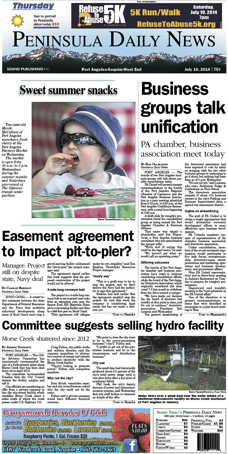 PDN's front page for today's Clallam County readers. There's more inside that isn't online!