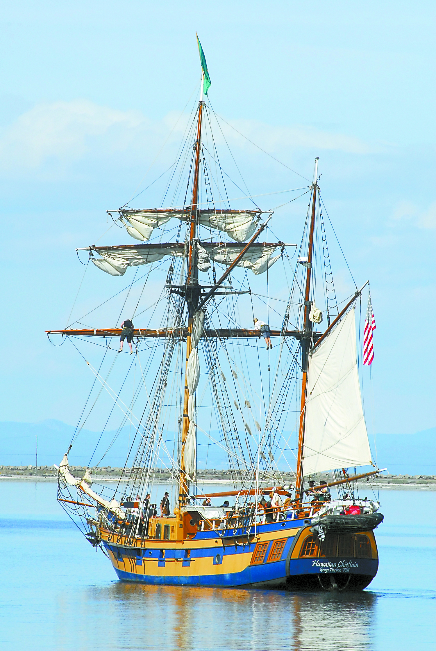 The Hawaiian Chieftain glides across the waters of Port Angeles Harbor in September 2010. The tall ship is expected to return to the harbor today. Keith Thorpe/Peninsula Daily News