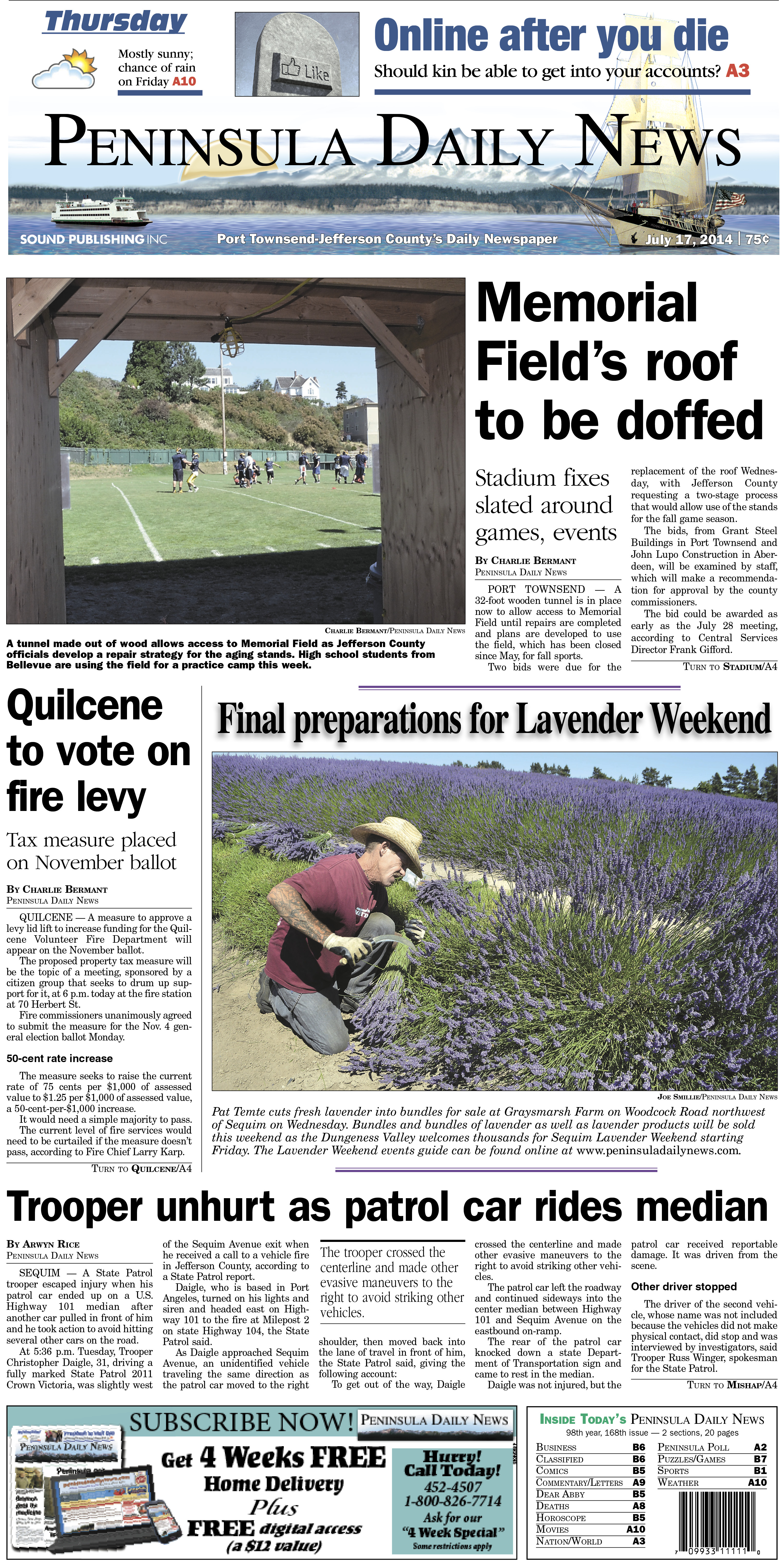 PDN's front page for today's Jefferson County readers. There's more inside that isn't online!