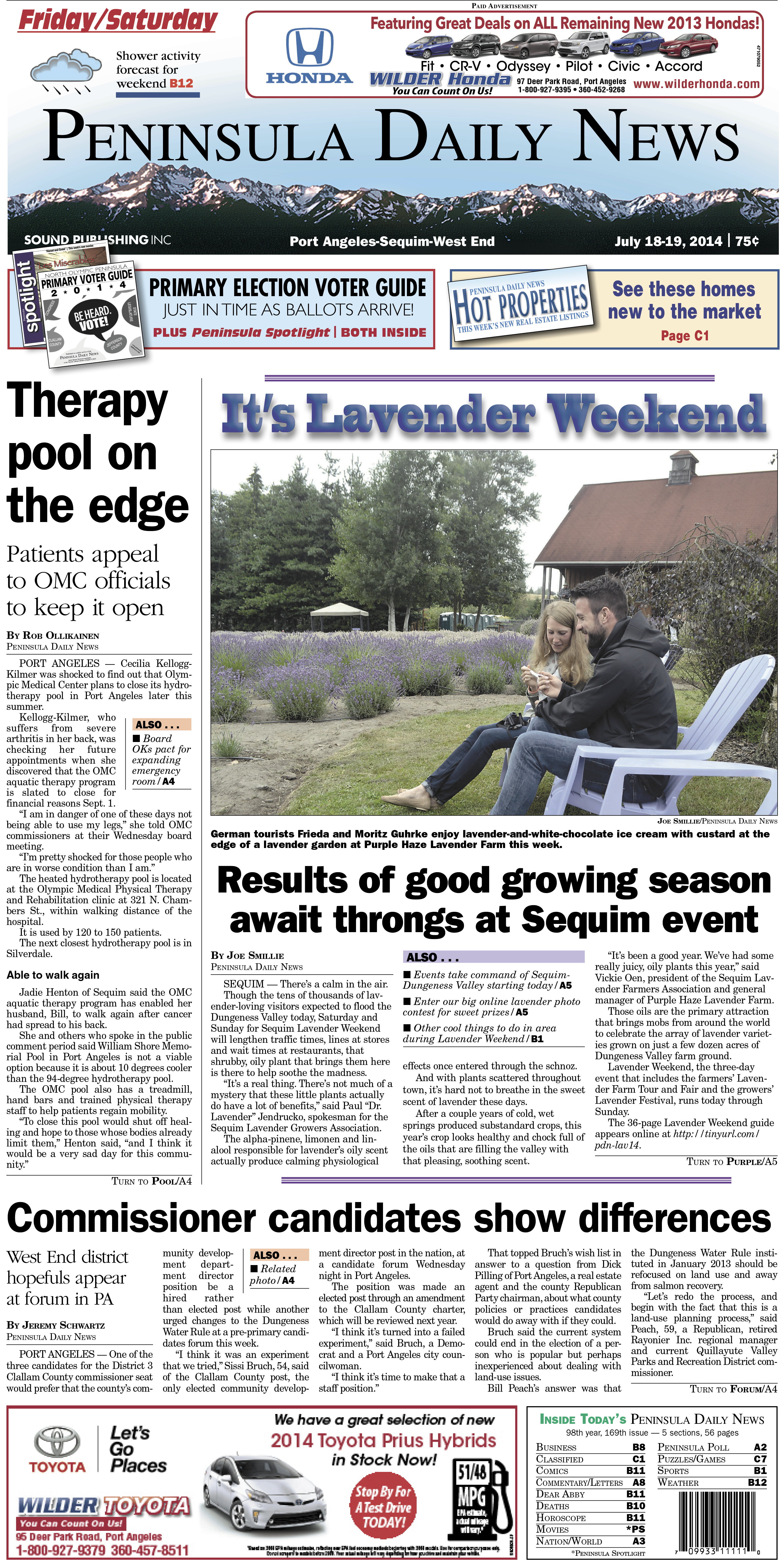 PDN's front page for today's Clallam County readers. There's more inside that isn't online!