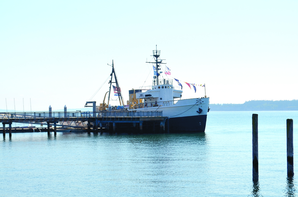 The Comanche will be docked near the Northwest Maritime Center in Port Townsend through early Sunday. Charlie Bermant/Peninsula Daily News