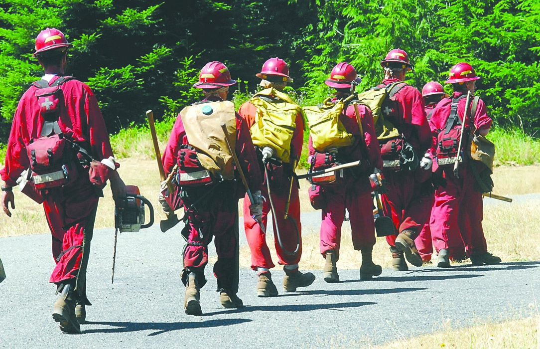 A wildland fire crew from Olympic Camp