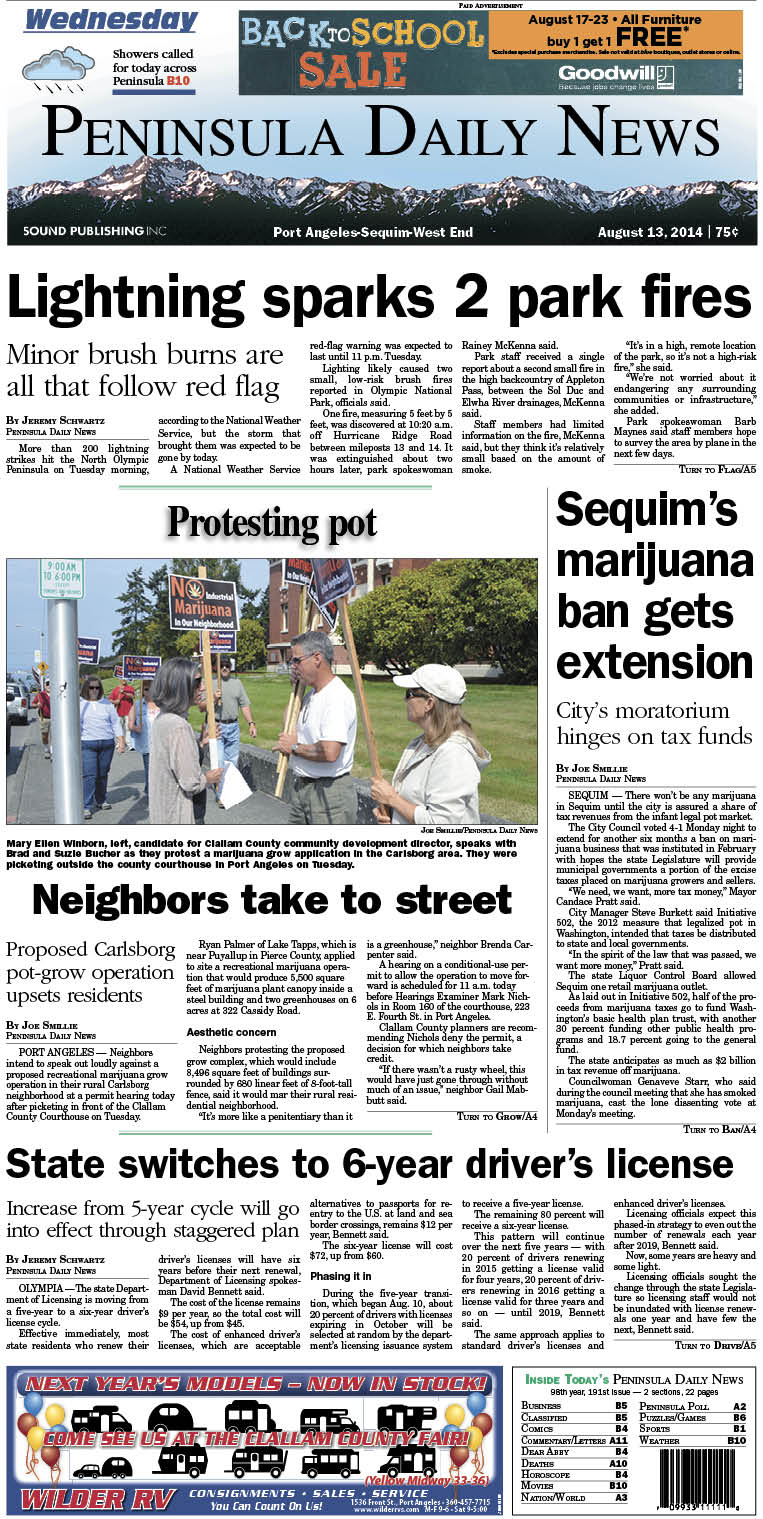 PDN's front page for today's Clallam County readers. There's more inside that isn't online!