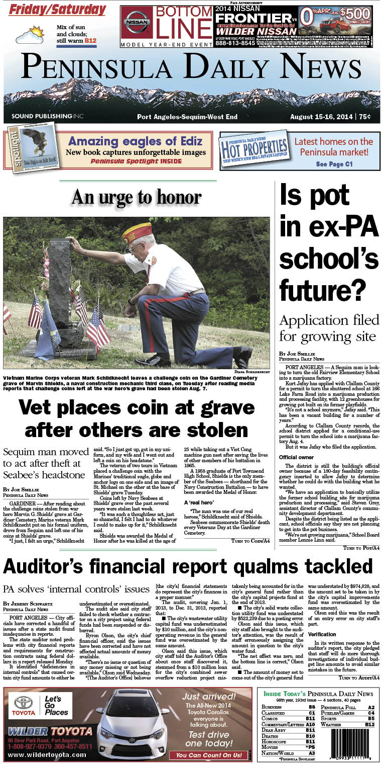 PDN's front page for today's Clallam County readers. There's more inside that isn't online!