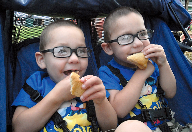 Two-year-old twin brothers Cameron Bell