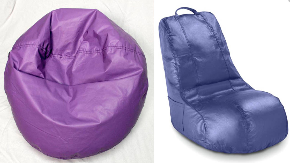 Bean bag chairs are sold in a variety of shapes