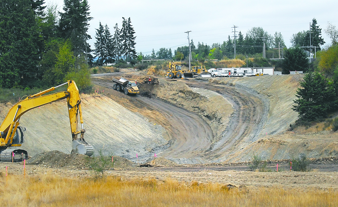 Work is under way west of Deer Park Cinema at U.S. Highway 101. Keith Thorpe/Peninsula Daily News