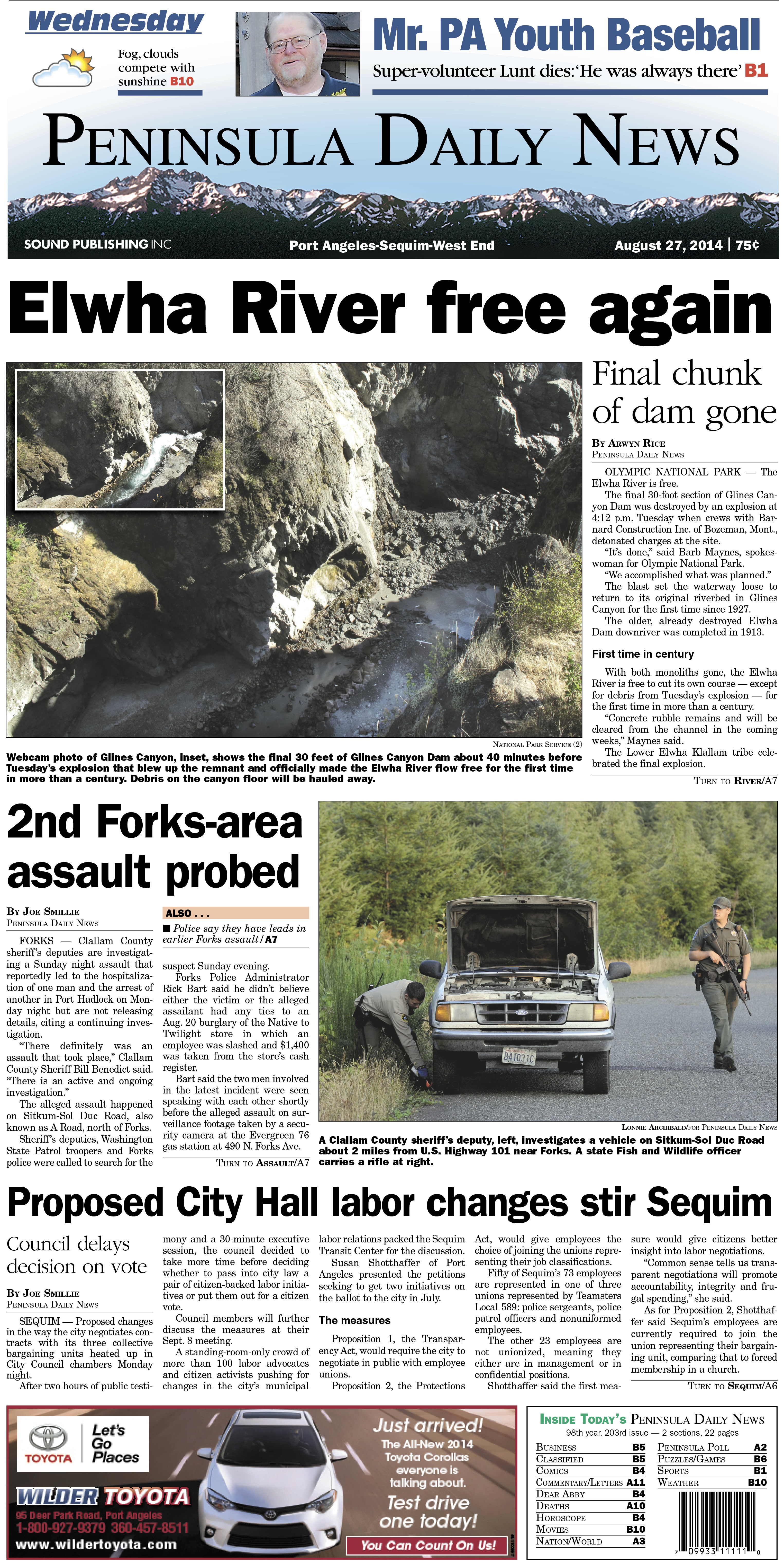 PDN's front page for today's Clallam County readers. There's more inside that isn't online!