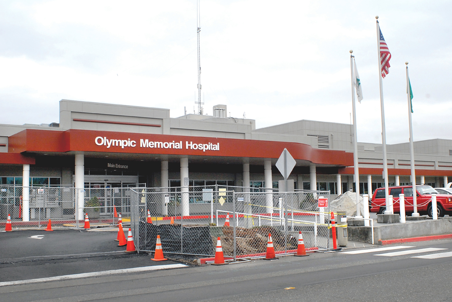 Olympic Medical Center in Port Angeles is shown Thursday with a temporary driveway as construction continues on an expanded emergency room. OMC said it is facing financial challenges