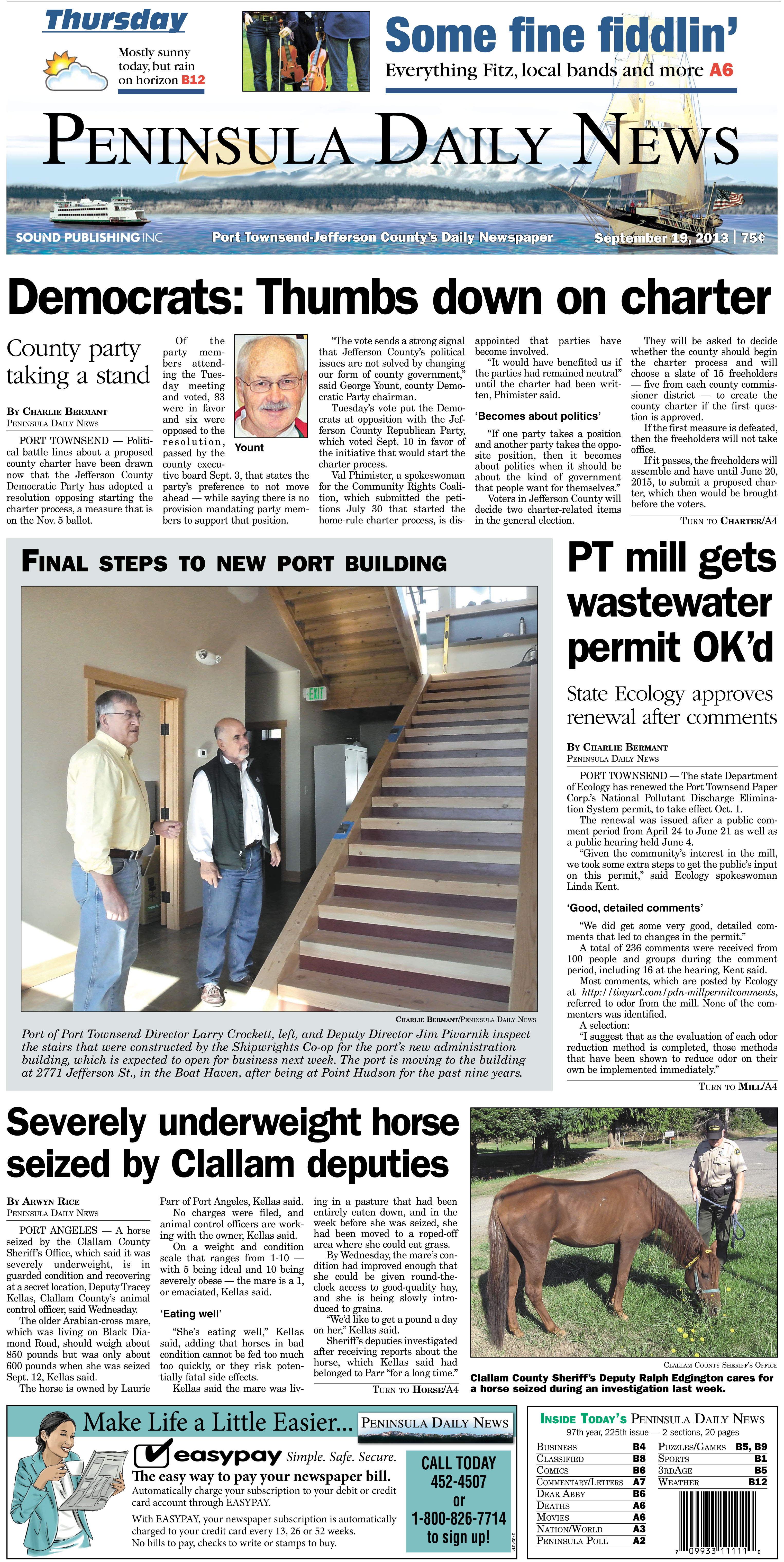 Thursday's Page 1 for our Jefferson County readers. (Click on image to enlarge)