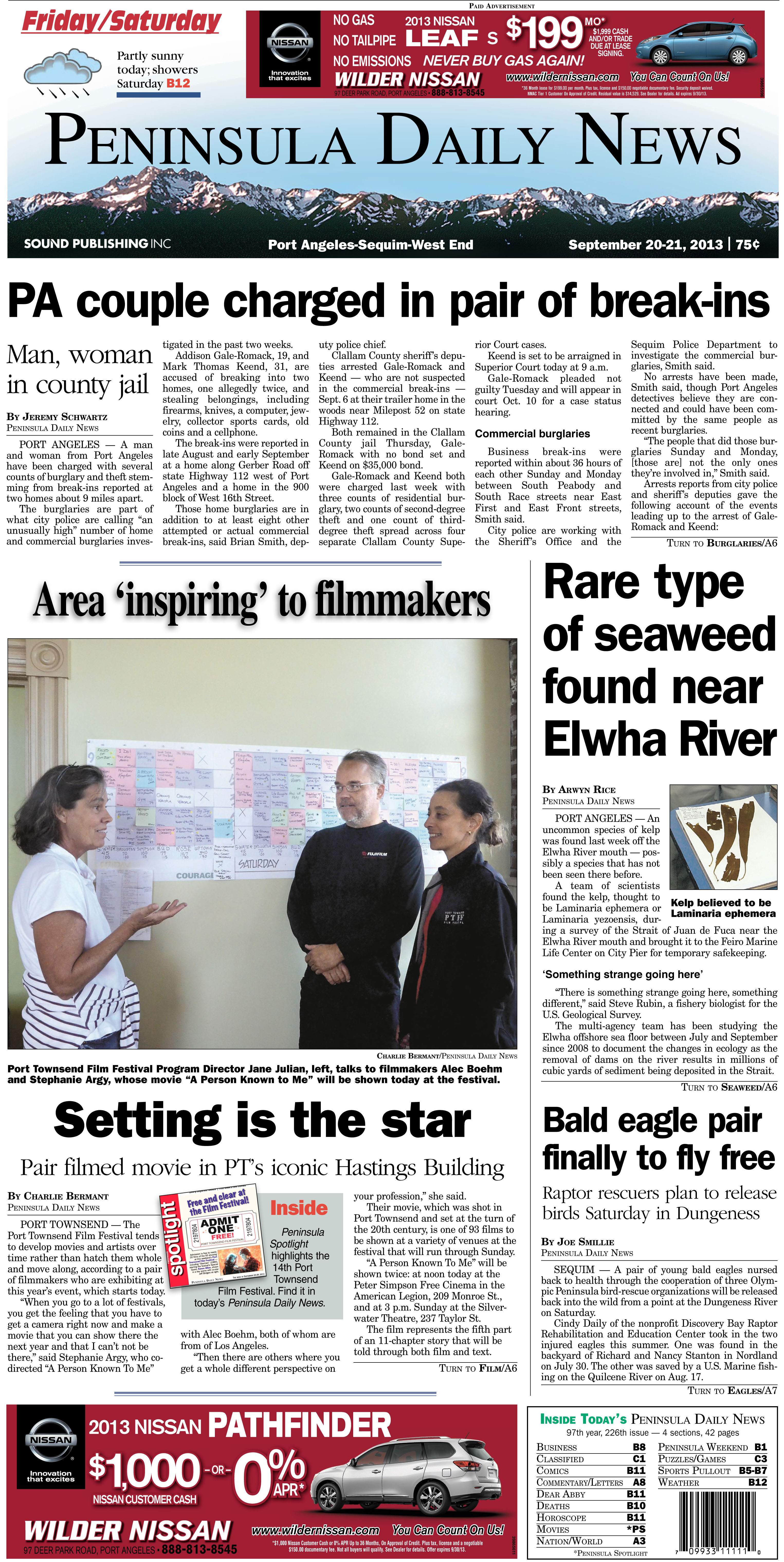 Thursday's Page 1 for our Clallam County readers. (Click on image to enlarge)