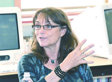 Karen Allen speaks to a Port Townsend High School class.  -- Photo by Charlie Bermant copyright &Copy; 2013