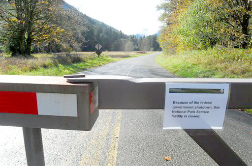 A closed sign on the road to Elwha Valley in Olympic National Park today.  -- Photo by Keith Thorpe/Peninsula Daily News