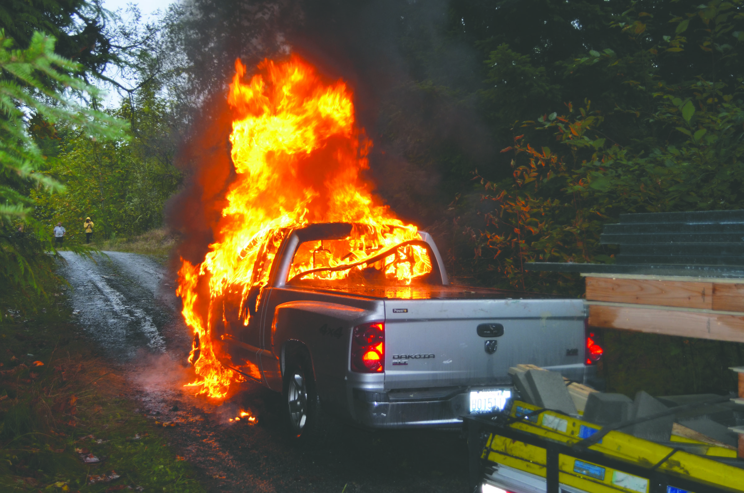 Pickup burns on Watershed Road. Patrick Young/Clallam County Fire District No. 3