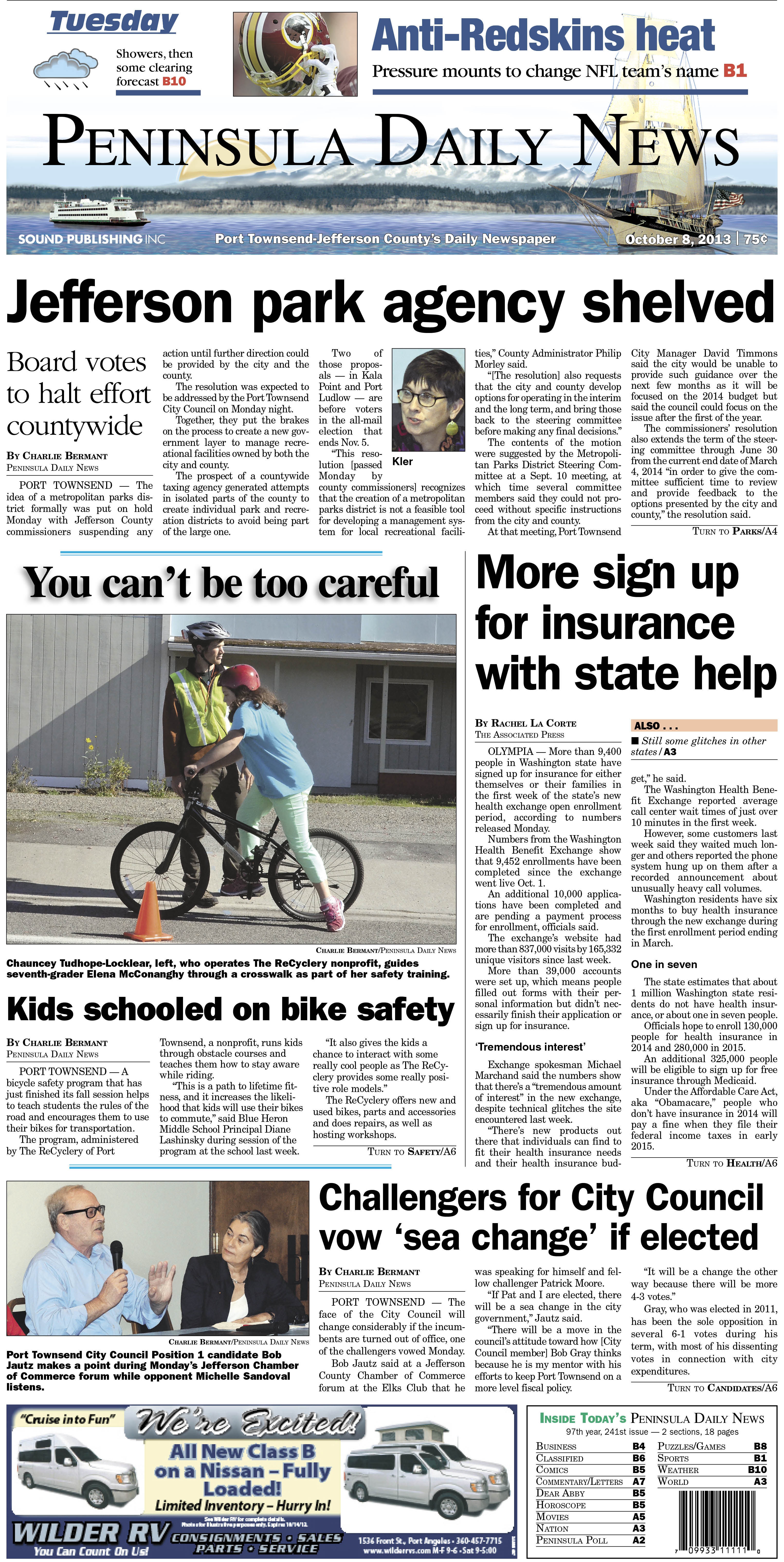 Today's PDN for our Jefferson County readers. Clallam County readers have an edition tailored just for them. (Click on image to enlarge)