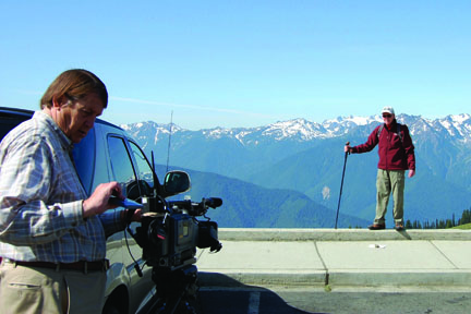 Darwin Gearey at work at Hurricane Ridge with Port Angeles Regional Chamber of Commerce Executive Director Russ Veenema. Russ Veenema