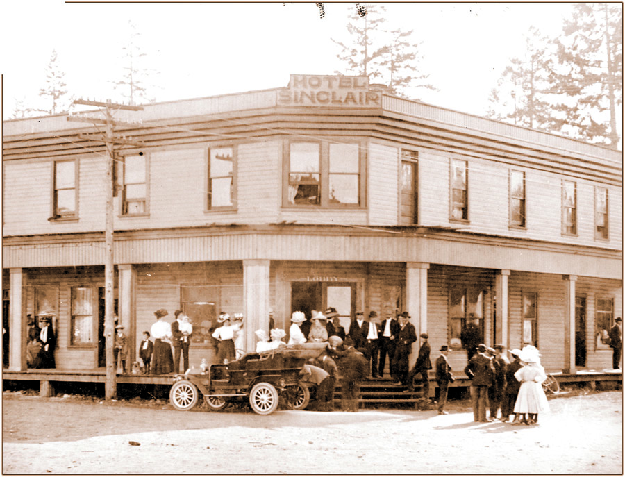 The Hotel Sinclair was where the U.S. Bank branch is located at the corner of Sequim Avenue and Washington Street. Sequim Museum & Arts Center Collection