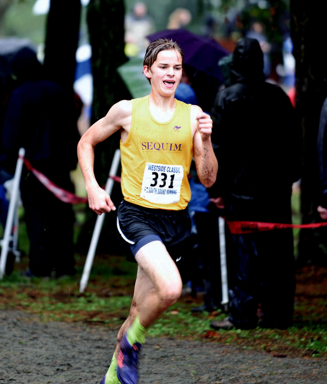 Sequim's Jackson Oliver runs during the Westside Classic Class 2A West Central District Championship at American Lake Golf Course in Tacoma. Dave Shreffler/for Peninsula Daily News