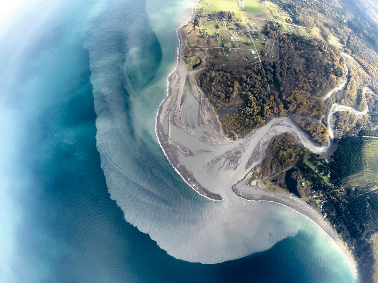 The mouth of the Elwha River can be seen in this aerial photo. Tom Roorda