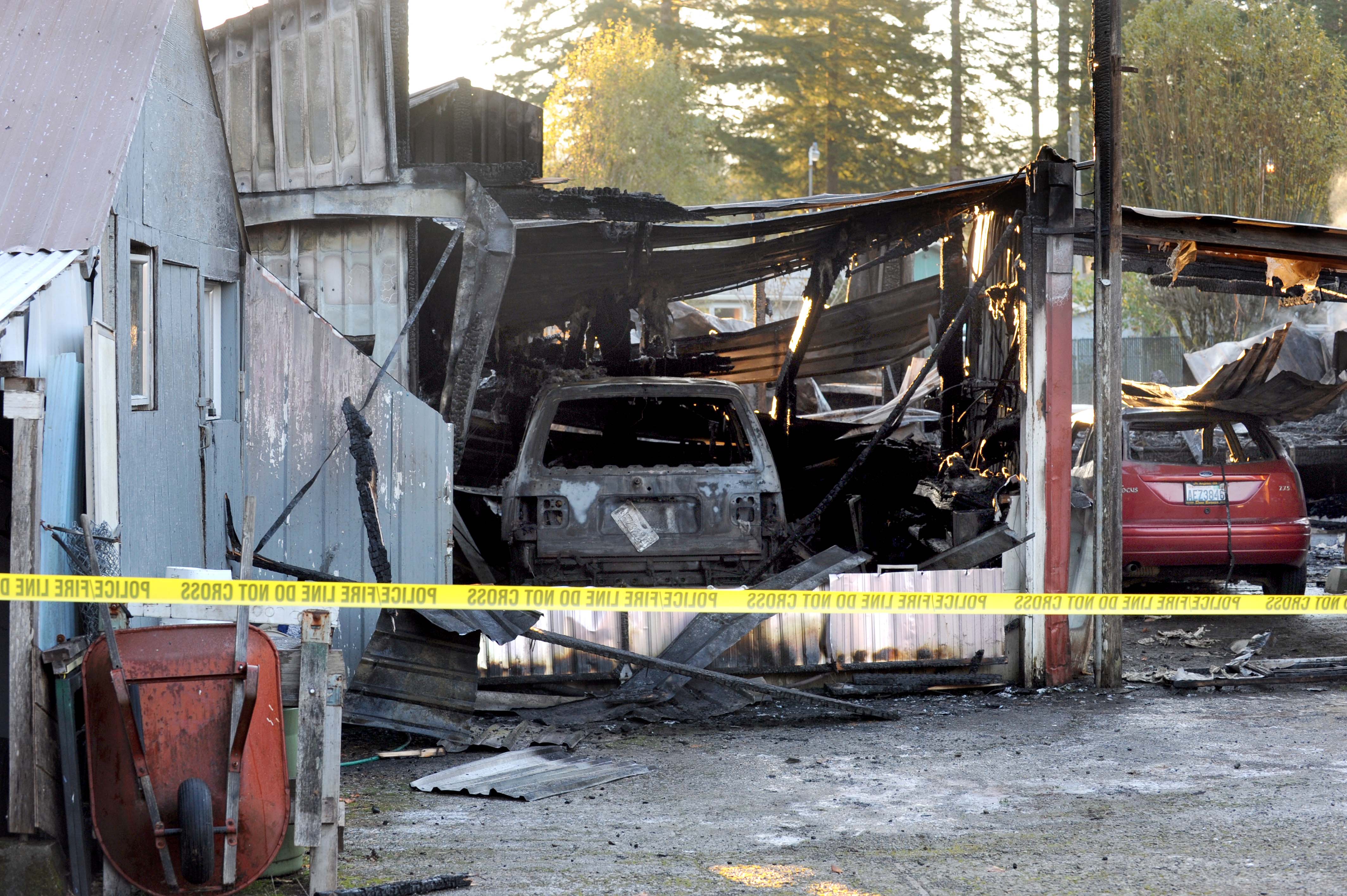 The destruction is apparent in this photo taken Sunday morning just hours after the overnight fire. Lonnie Archibald/for Peninsula Daily News