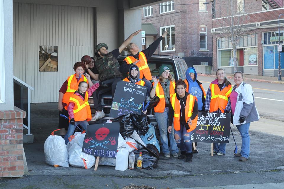 The Hope After Heroin group completed a cleanup in downtown Port Angeles on Sunday.