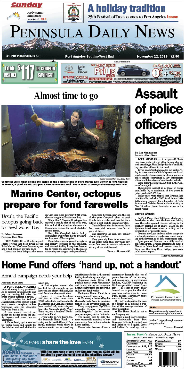 Today's front page tailored for the PDN's readers in Clallam County. There's more inside that isn't online!