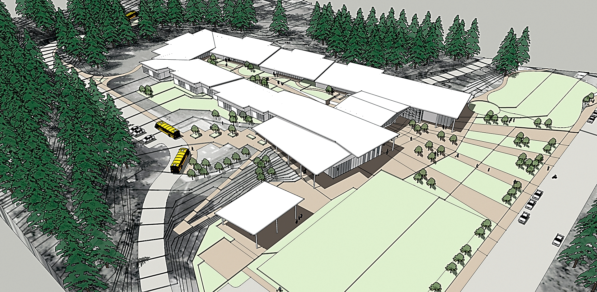 A drawing of what a new Grant Street Elementary School for Port Townsend could look like. Integrus Architecture