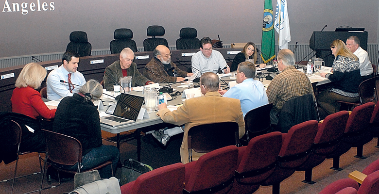 The Port Angeles Lodging Tax Committee discusses budget requests during its meeting Tuesday at Port Angeles City Hall. Keith Thorpe/Peninsula Daily News The Port Angeles Lodging Tax Committee discusses budget requests during its meeting Tuesday at Port Angeles City Hall.