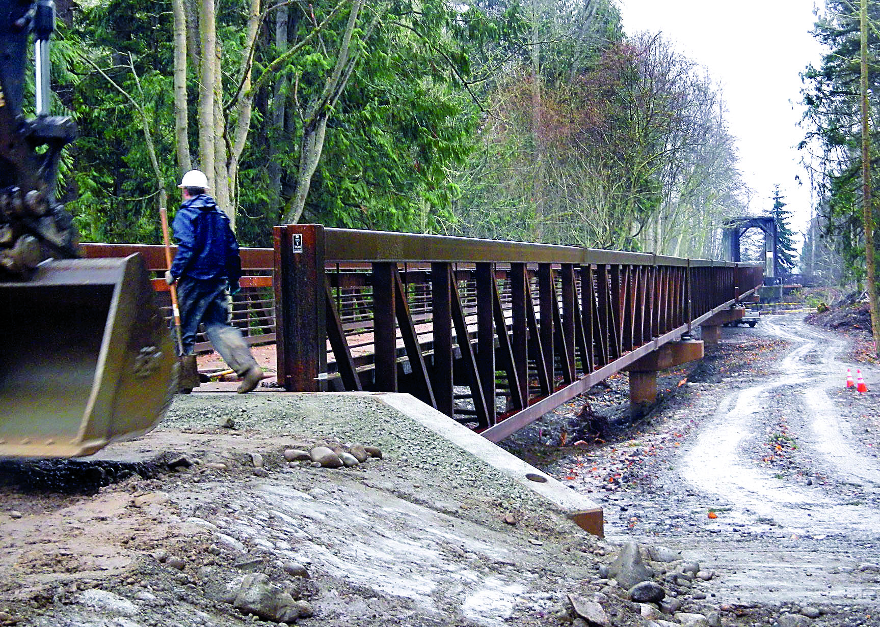 The bridge replacing the old wooden trestle leading to the Dungeness Railroad Bridge is nearing completion. Randy Johnson/Jamestown S'Klallam Tribe