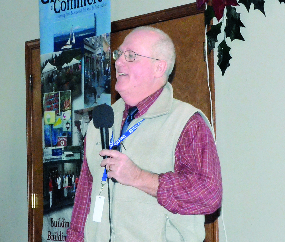 Chimacum Schools Interim Superintendent Rich Stewart addresses the Jefferson County Chamber of Commerce. Charlie Bermant/Peninsula Daily News