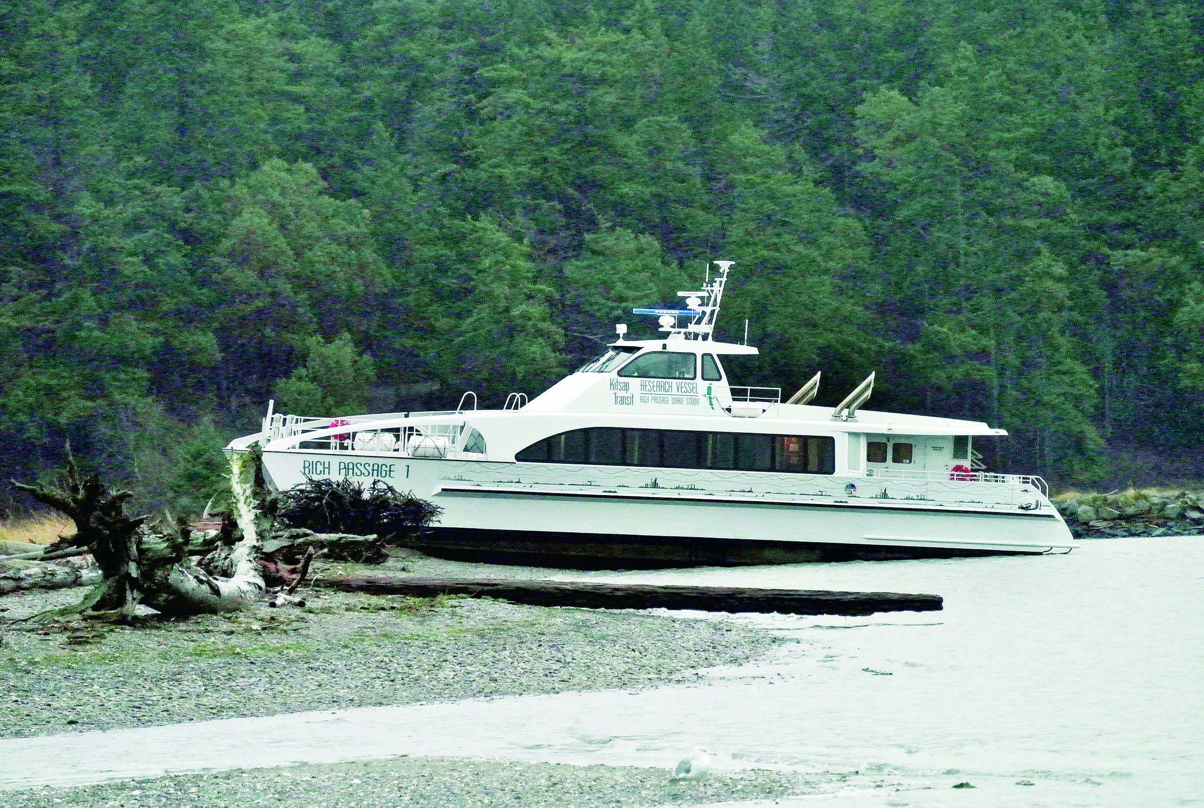 Rich Passage 1 on the beach near Oak Bay Campground at Portage Creek canal Monday afternoon.  -- Photo by Charlie Bermant/Peninsula Daily News