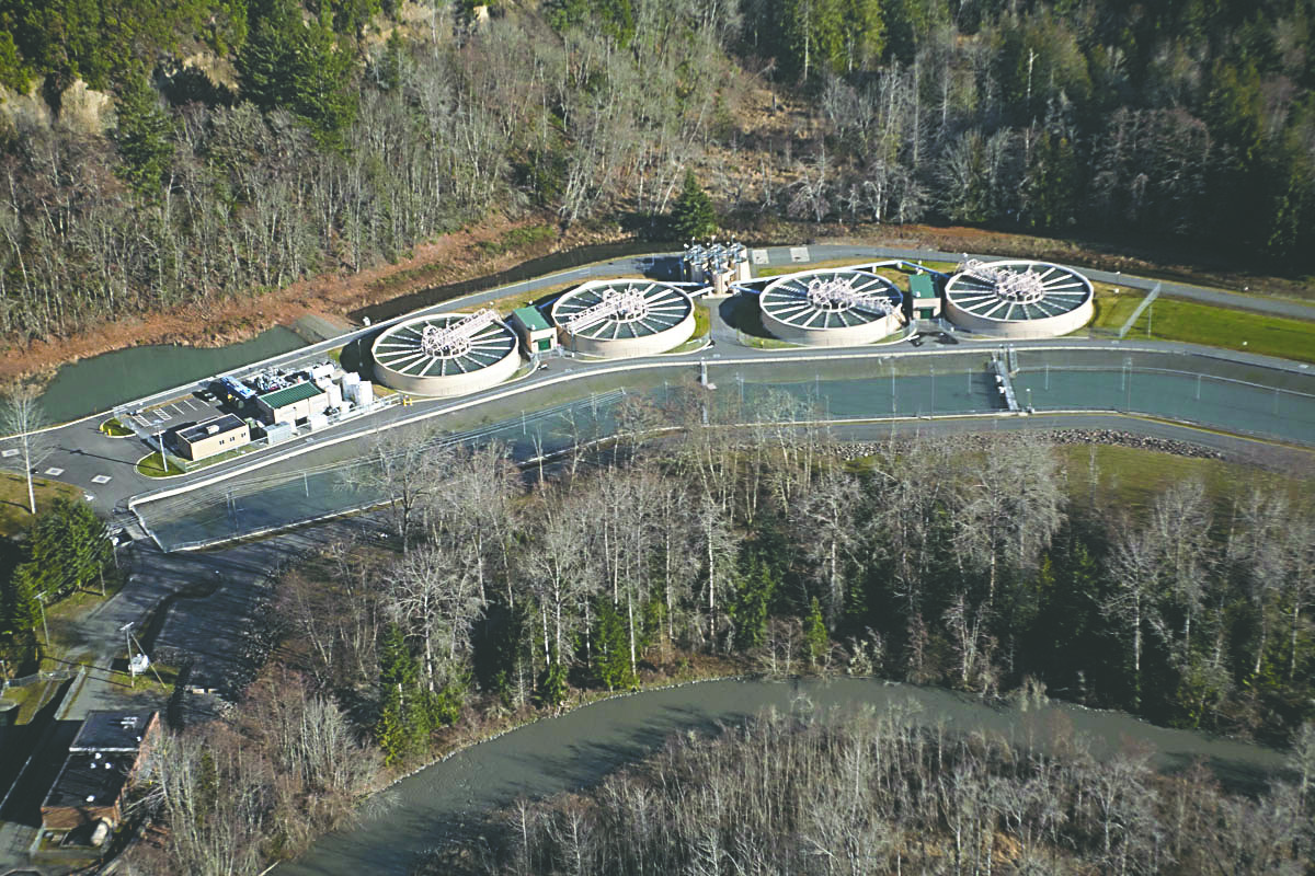 The Elwha Water Treatment Plant from the air.  -- Photo copyright &Copy; 2013