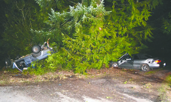 A Port Hadlock couple was left shaken but unhurt after a two-car accident near the intersection of Rhody Drive and Anderson Lake Road Sunday evening. Bill Beezley/East Jefferson Fire-Rescue