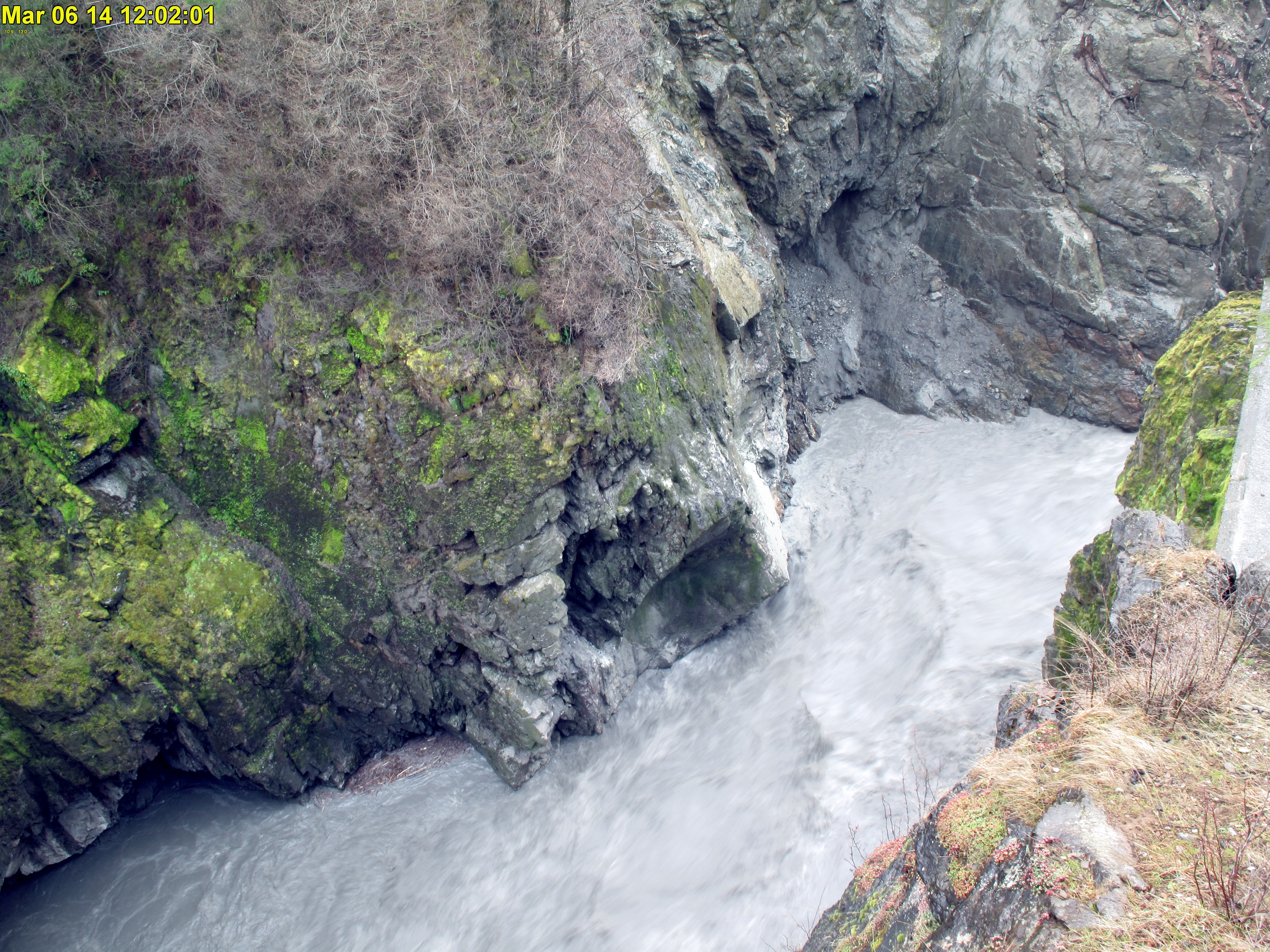 The Elwha River is seen rushing over the remnants of Glines Canyon Dam on Thursday afternoon. — National Park Service