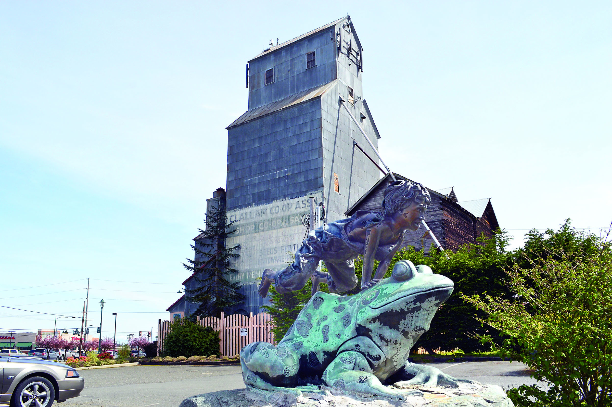 An auction of Sequim’s landmark grain elevator has been delayed. — Joe Smillie/Peninsula Daily News