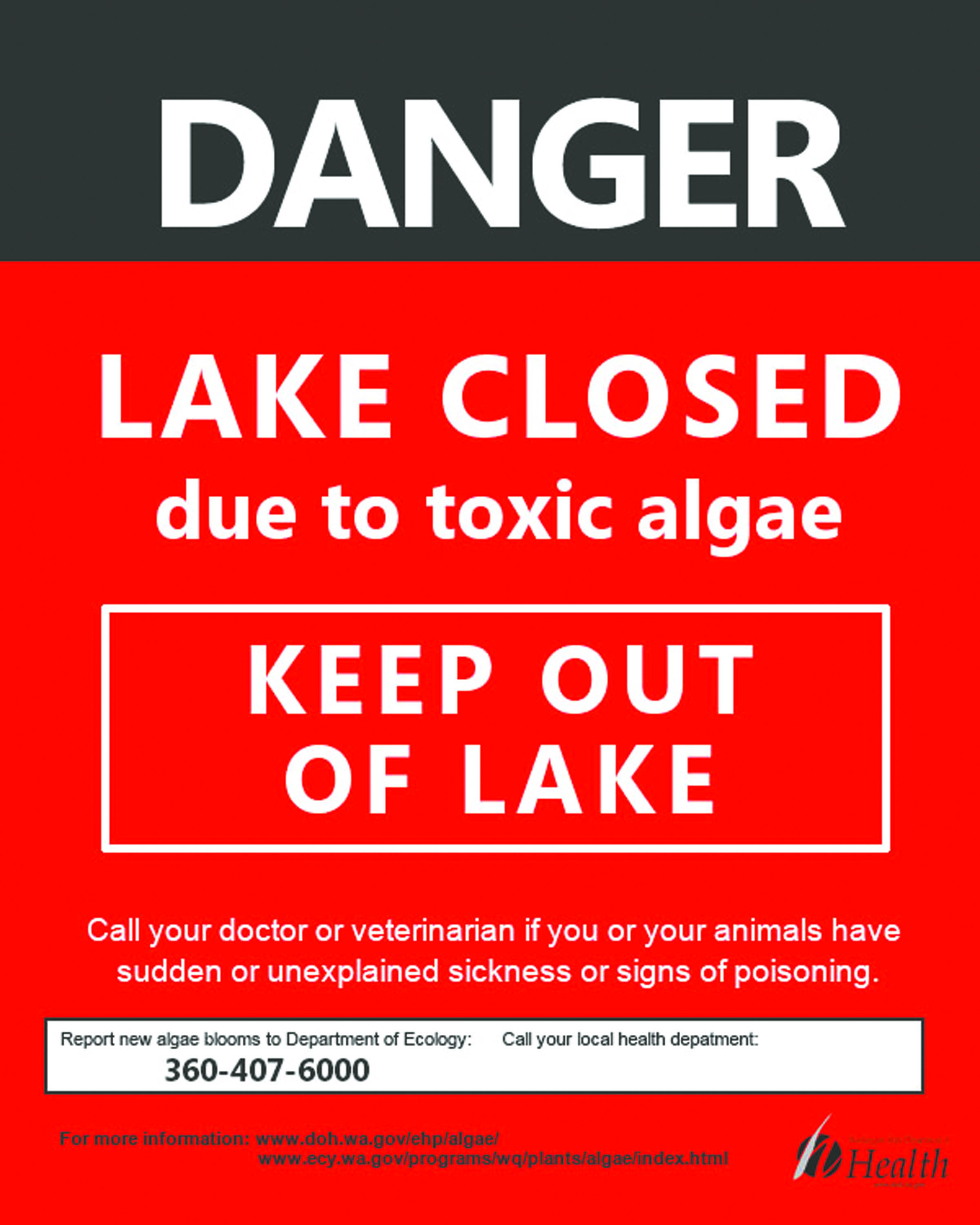 Anderson Lake south of Port Townsend closed because toxins 990 times over safe level; state park still open