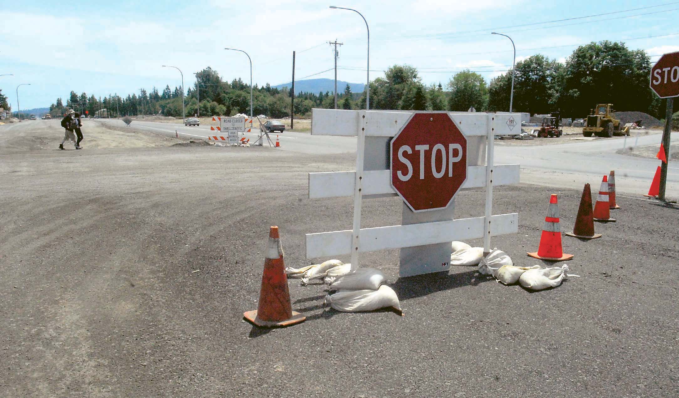 The intersection of U.S. Highway 101 and Dryke Road west of Sequim will be closed to traffic today for paving as part of an ongoing highway-widening project. Keith Thorpe/Peninsula Daily News