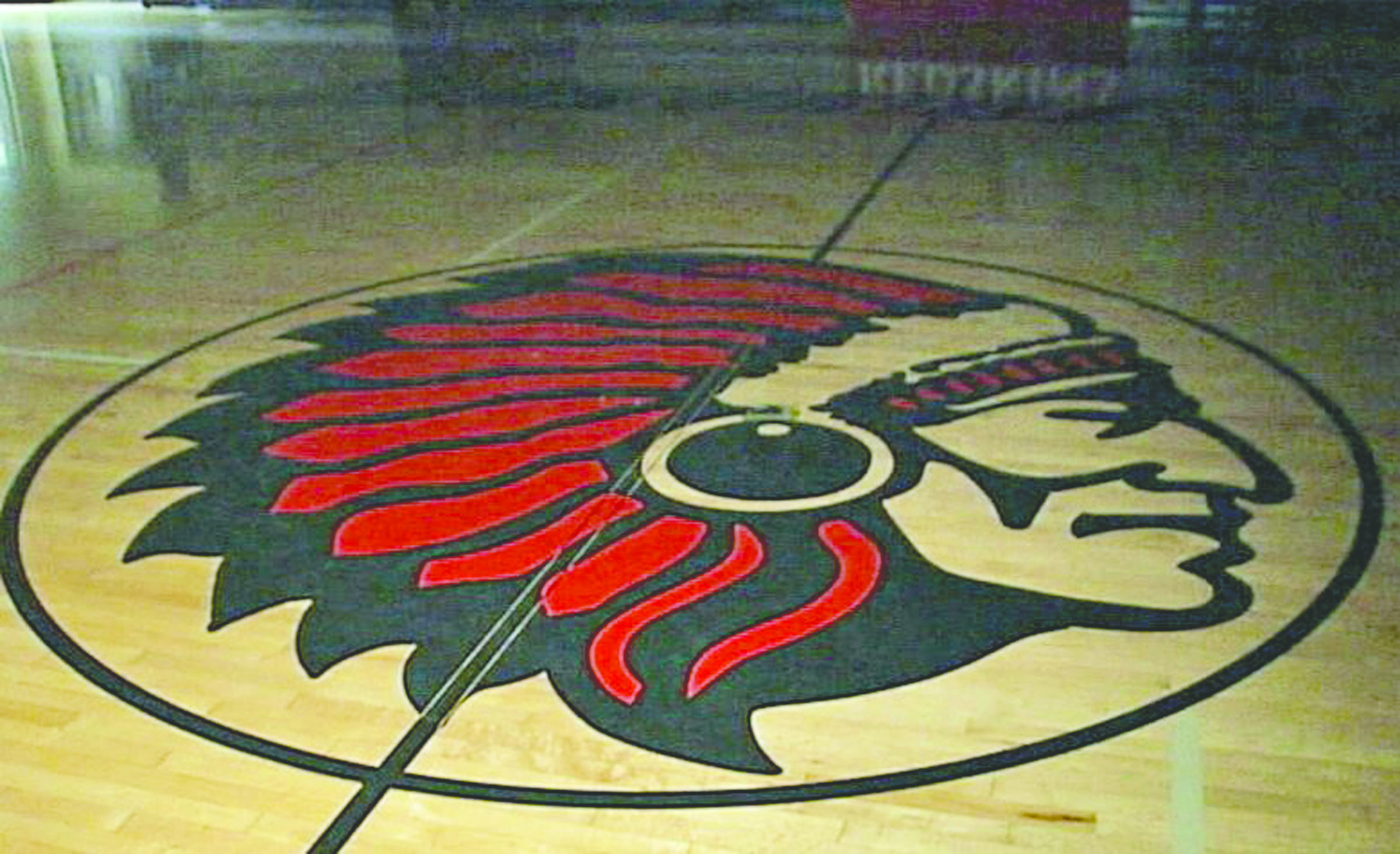 Image on the Port Townsend High School gym floor.  -- Peninsula Daily News photo