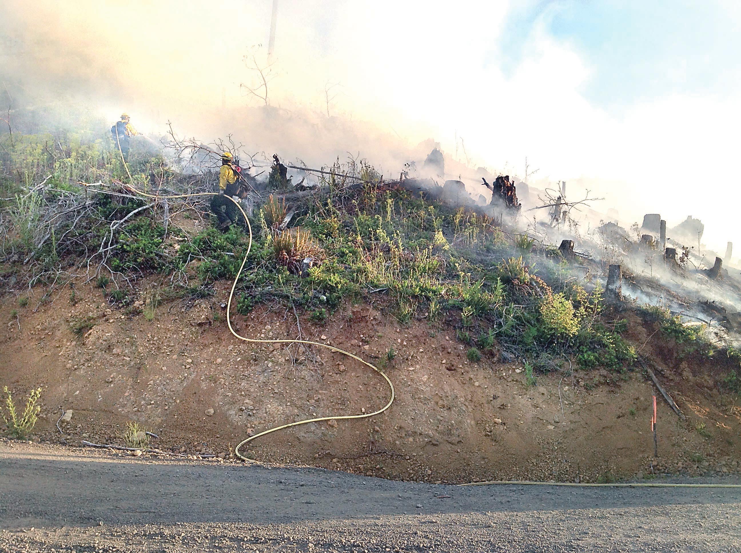 Firefighters work today against a fire in the Brothers Wilderness south of Brinnon. Brinnon Fire Department