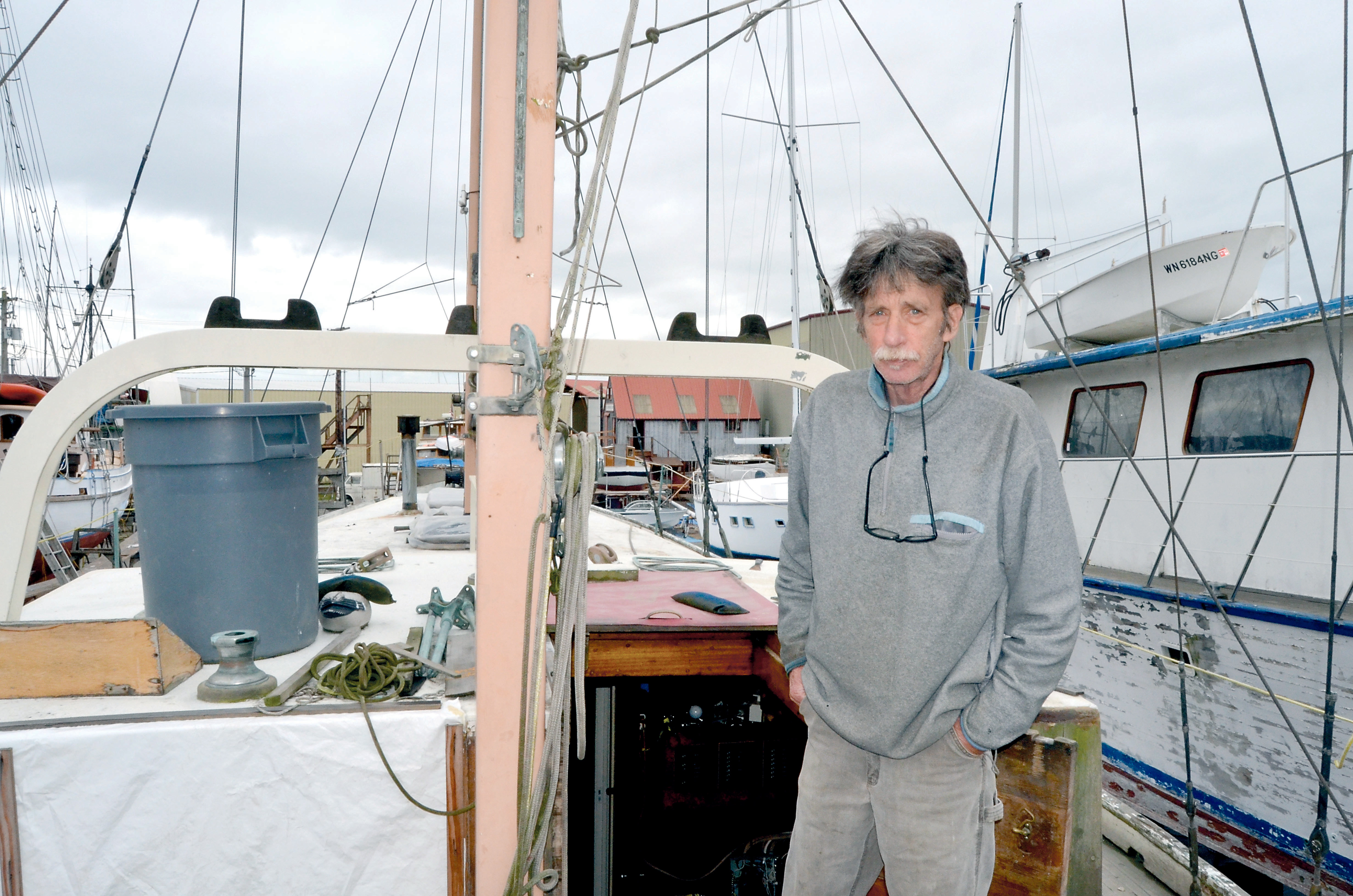 Marshall Woodman on the deck of the Sea Gypsy