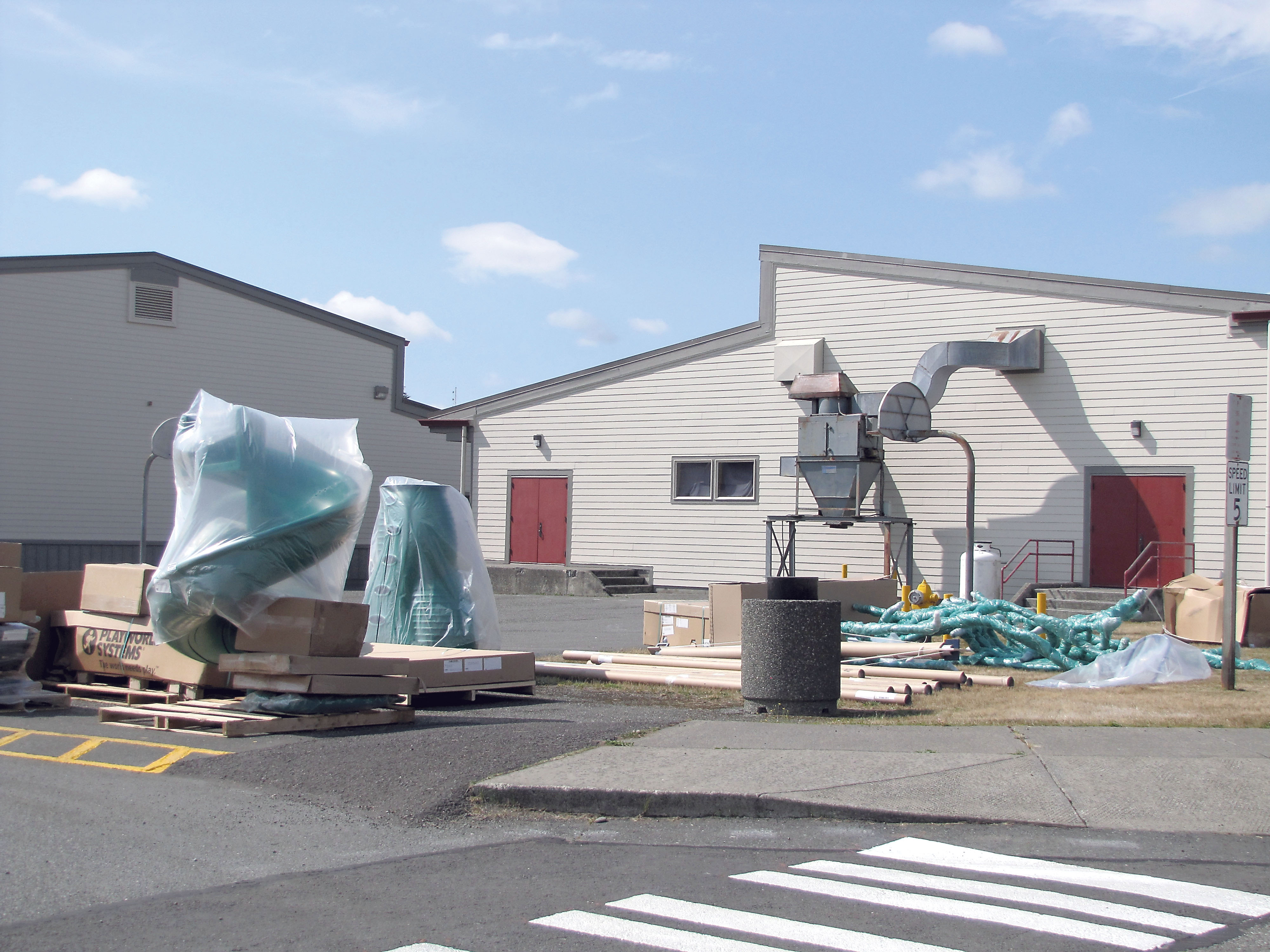 Playground equipment for the newly designated Forks Intermediate School arrived recently and awaits installation. — Arwyn Rice/Peninsula Daily News