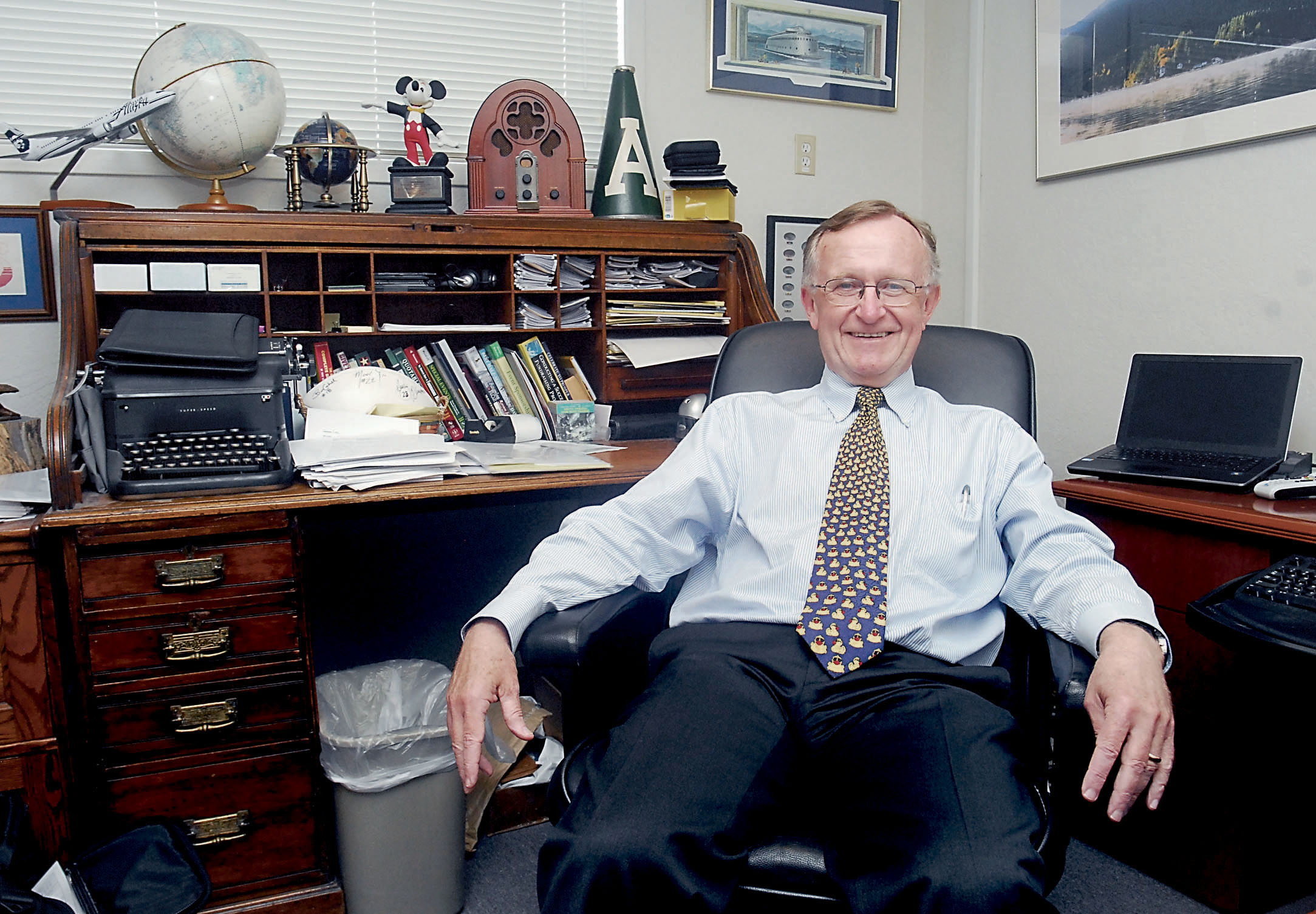 Olympic Medical Center Foundation Executive Director Bruce Skinner pauses in his office. Peninsula Daily News