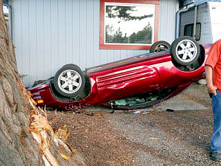 A man learning how to drive a stick shift rolled a 2001 Mitsubishi Eclipse in a Port Townsend neighborhood last week