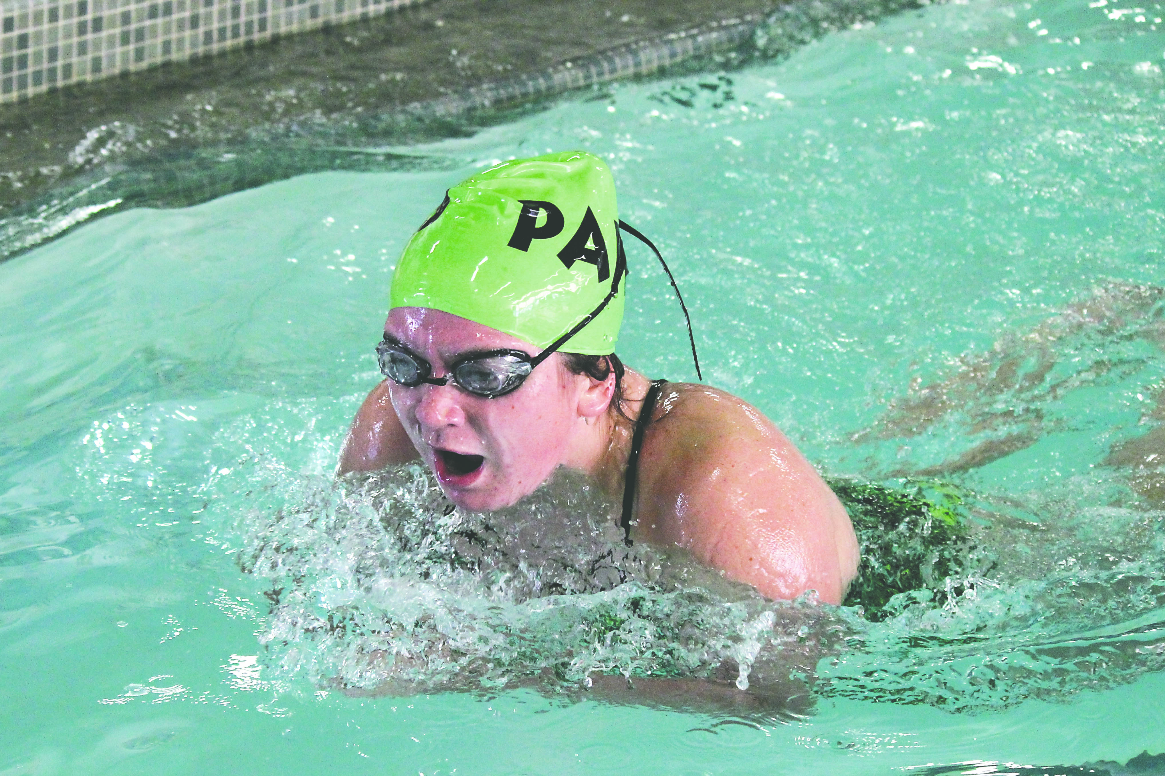 Port Angeles’ Jessica Burke swims to a district-qualifying time in the 200 freestyle.