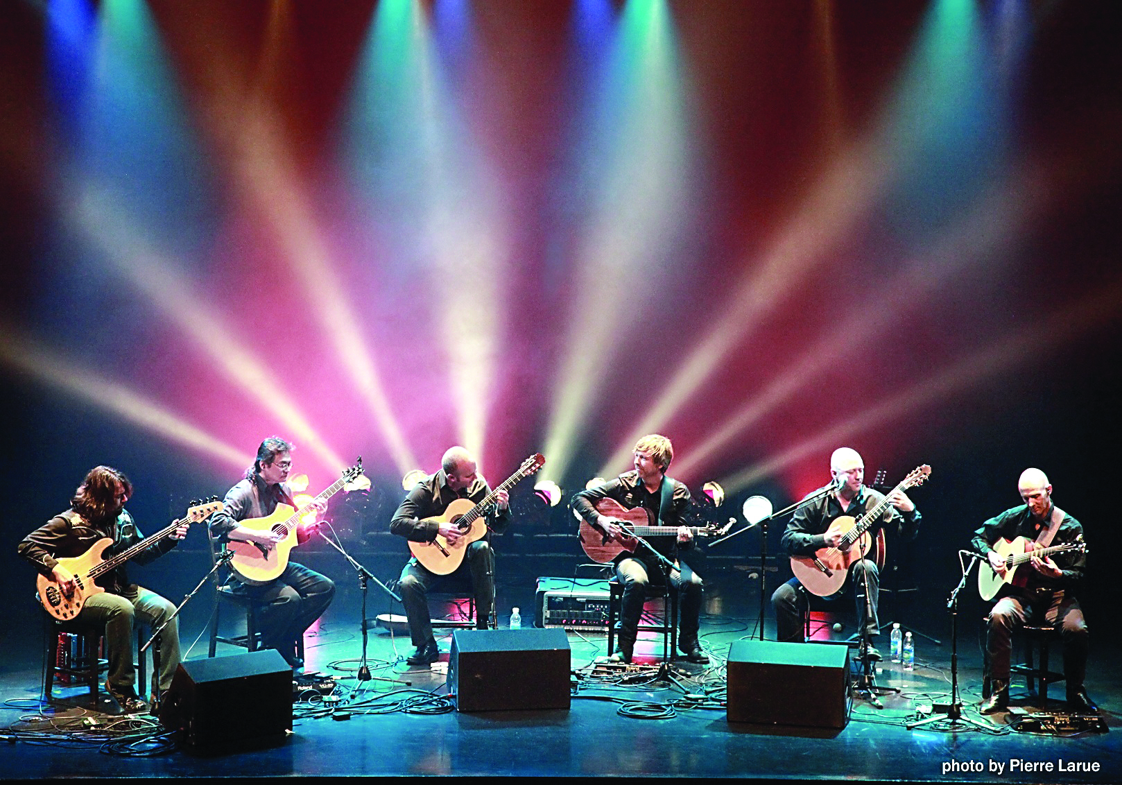 The California Guitar Trio and Montreal Guitar Trio become a sextet on stage.