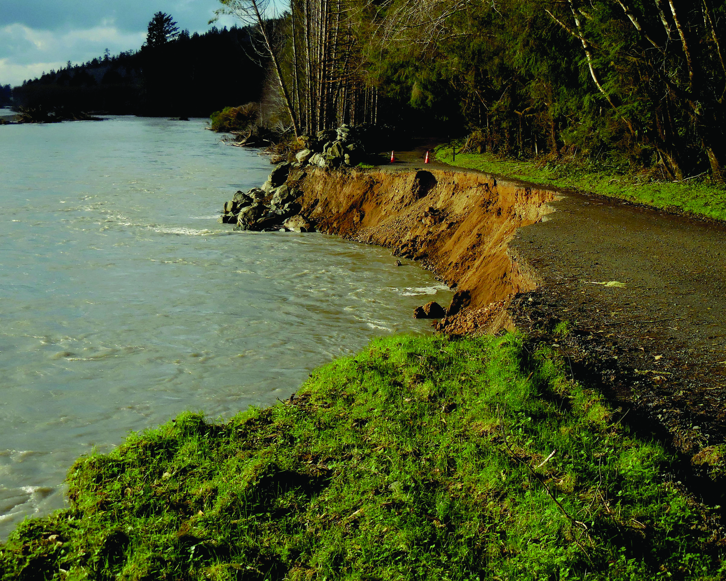 A stretch of the Oil City Road was washed out by the Hoh River this week