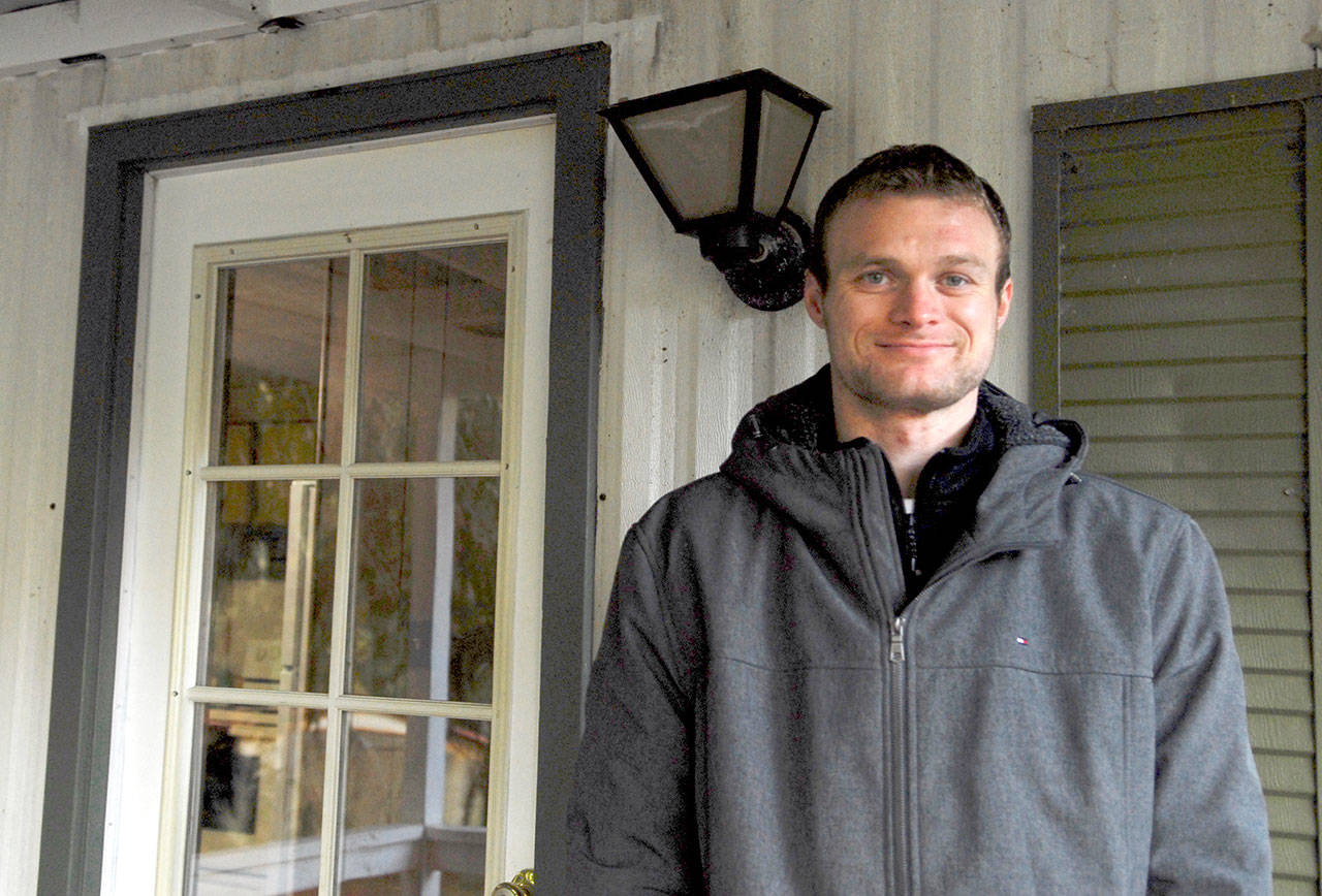 Joe Gaikowski is settled in his new home with help from family, friends and the Home Fund. (Jeannie McMacken/for Peninsula Daily News)