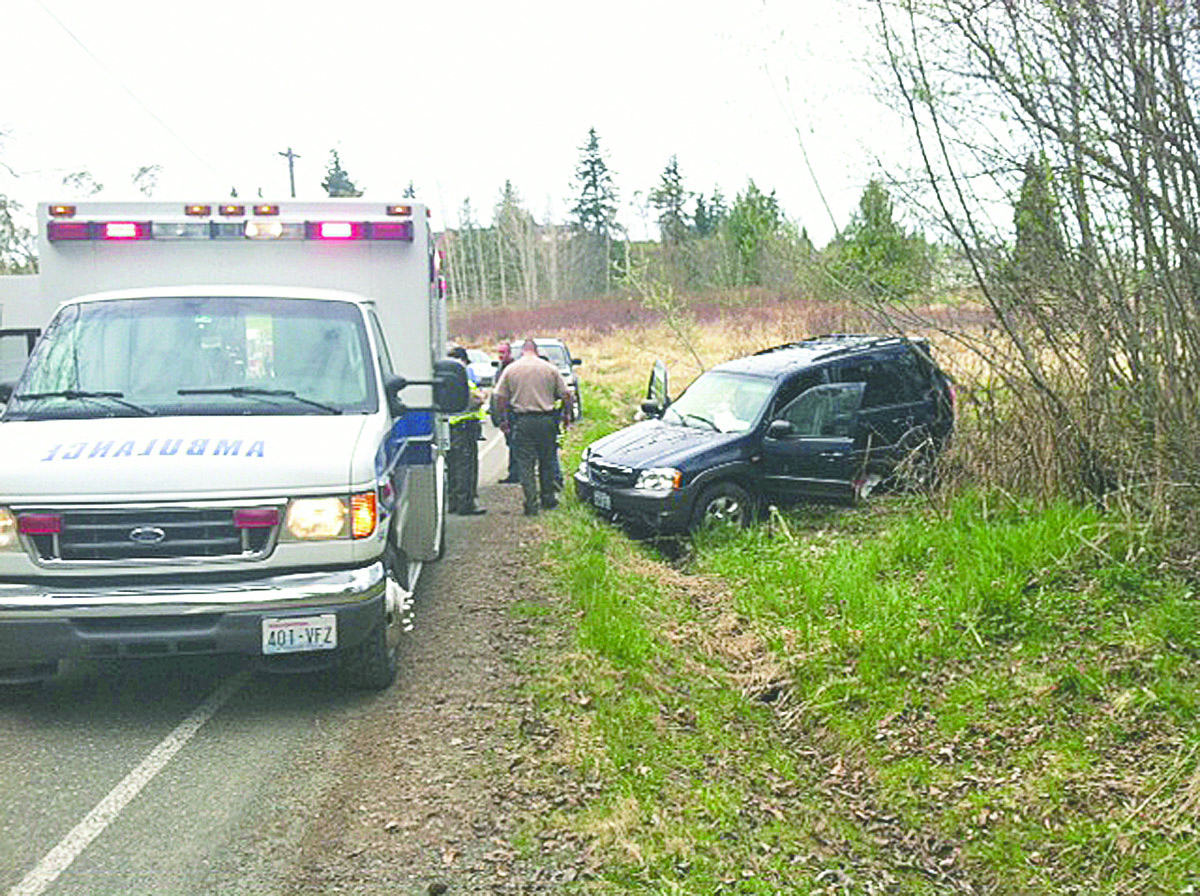 A car that failed to negotiate a corner on Hoare Road south of Port Angeles ended up in a ditch. Clallam County Fire District No. 2