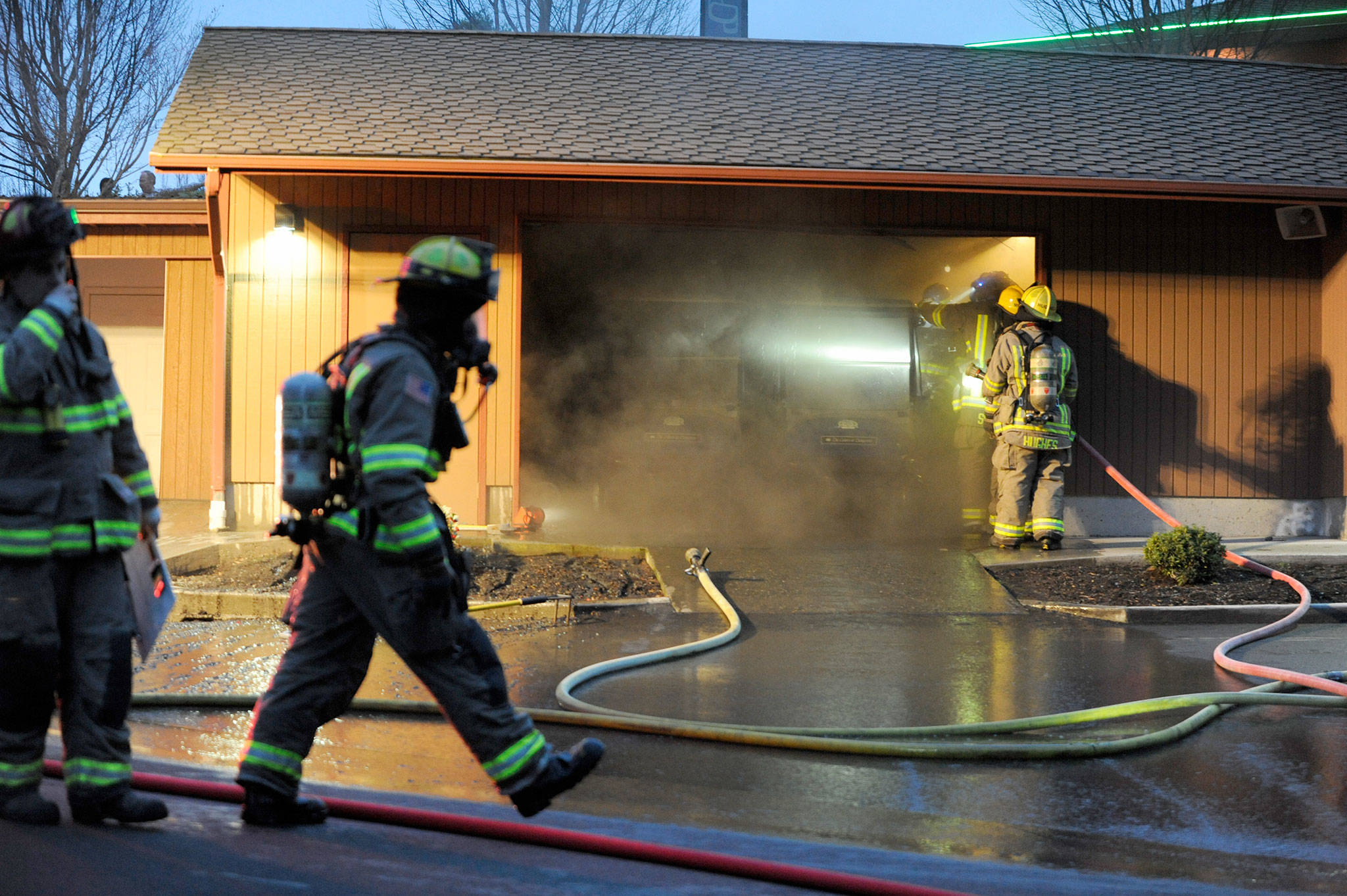 &lt;strong&gt;Michael Dashiell&lt;/strong&gt;/Olympic Peninsula News Group                                Firefighters with Clallam County Fire District 3 put out an electrical fire at Cedars at Dungeness.