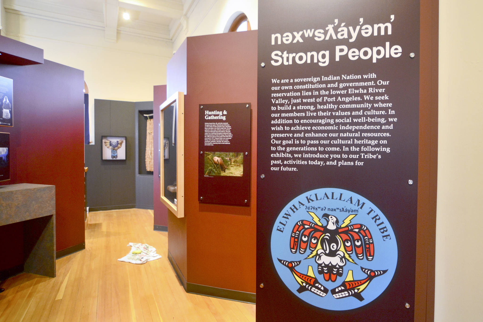 The Lower Elwha Klallam Tribe is giving the public a chance tonight to preview its new display showcasing artifacts from Tse-whit-zen Village and a display on the Elwha dam removal project that freed the Elwha River. (Jesse Major/Peninsula Daily News)